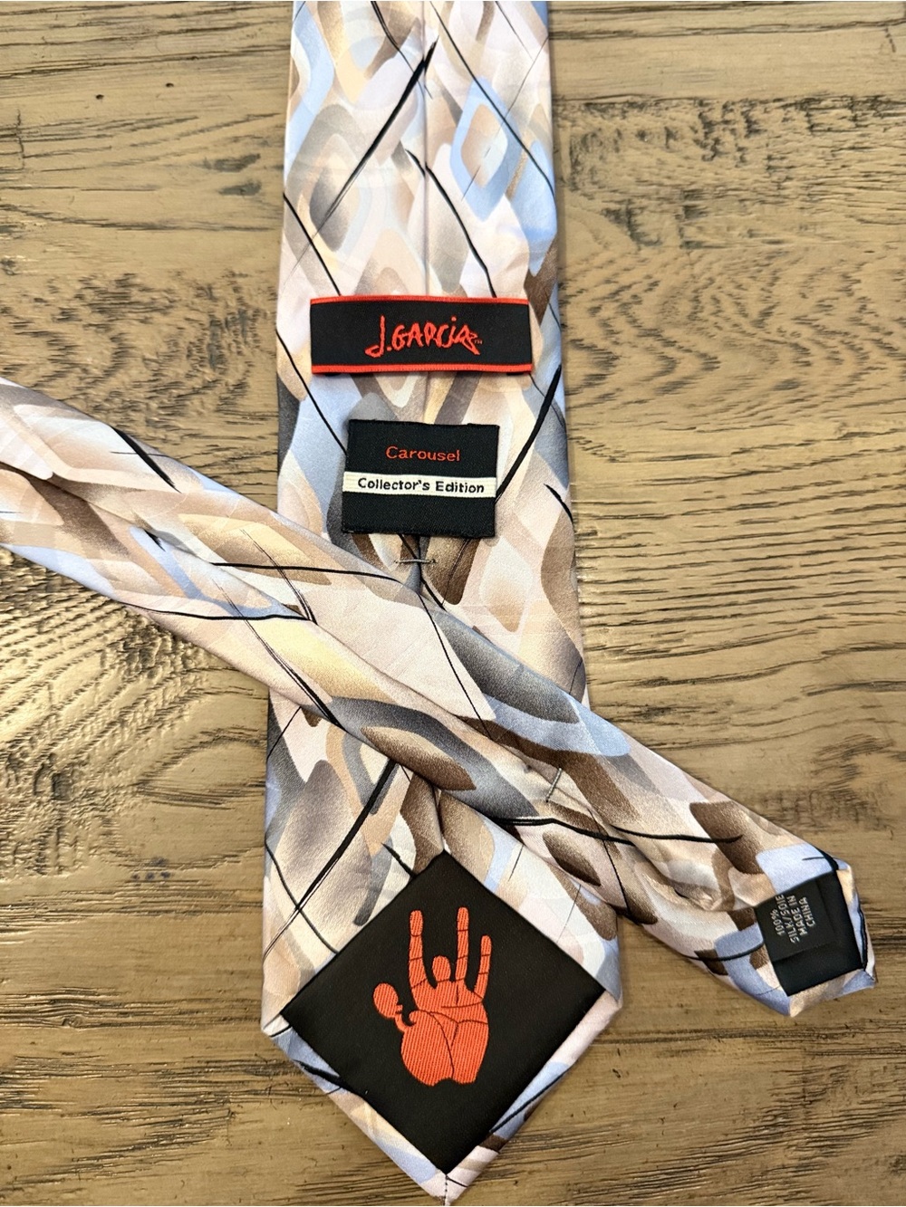 J. Garcia Men’s Carousel Collector's Edition Abstract Pattern Tie - Beige & Blue